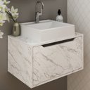 Ver imagem 2 de Gabinete com Cuba para Banheiro Bn3630x46 Marmore Branco Tecno Mobili