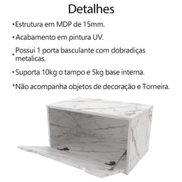 Gabinete com Cuba para Banheiro Bn3630x46 Marmore Branco Tecno Mobili - 5