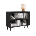 Ver imagem 2 de Aparador Buffet Emovell B200 2 Portas 90cm MDP Preto e Freijó com Pés de Madeira Retrô