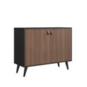 Ver imagem 1 de Aparador Buffet Emovell B200 2 Portas 90cm MDP Preto e Freijó com Pés de Madeira Retrô