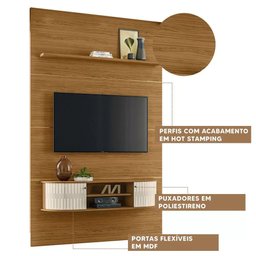 Painel e Bancada Silverstone para Tv 65" Cor Naturale Off White- Madetec - 2