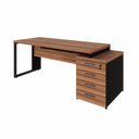 Ver imagem 5 de Mesa Escritório Diretor 1,70m a 1,92m 4 Gavetas Pé Metal F5