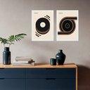 Ver imagem 2 de Kit 2 Quadros Bauhaus Discos - Marrom 24x18cm - com Vidro:moldura Preta