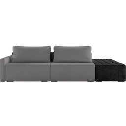 Sofá Ilha Modular para Sala 252cm com Puff Dublin K01 Bouclê Cinza e Sintético Preto - Lyam Decor - 3