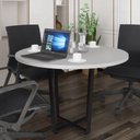 Ver imagem 1 de Mesa Escritório de Reunião 110cm Redonda Multimóveis Cr25331 Cinza Preto