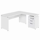 Ver imagem 4 de Escrivaninha em L com Gaveteiro Pé Painel F5 Contemporâneo 3 Gavetas 150cm Branco F5 Office