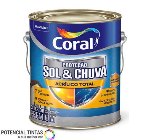 Latex Coral Sol e Chuva Acrilico Total Branco 3,6l