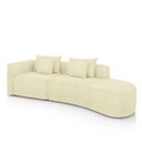 Ver imagem 2 de Sofá Curvo Decorativo Kimiko 307cm 3 Lugares Sala de Estar com Chaise Bouclê Off White G52 - Gran Be