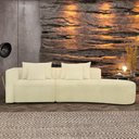Ver imagem 1 de Sofá Curvo Decorativo Kimiko 307cm 3 Lugares Sala de Estar com Chaise Bouclê Off White G52 - Gran Be