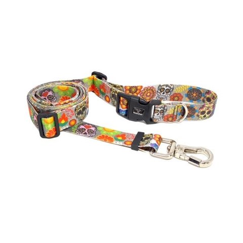 Guia Flex Caveira Mexicana de Cintura para Cachorro - MaluPet
