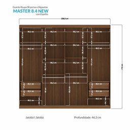 Guarda Roupa Casal Master New 8.4 8 Portas Jatobá com Espelho - Santos Andirá - 4