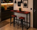 Ver imagem 1 de Mesa Jantar Aparador Bancada Alta Industrial 110x60cm Tampo Vermelho Pés Preto