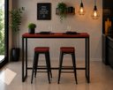 Ver imagem 2 de Mesa Jantar Aparador Bancada Alta Industrial 110x60cm Tampo Vermelho Pés Preto