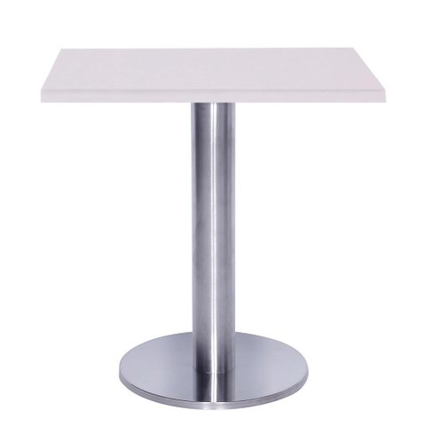 Mesa Beta Big Inox 75 Cm (alt) Disco Redondo Tampo Mdp Quadrado 70 Cm (larg) X 2,50 Cm (alt) Branco