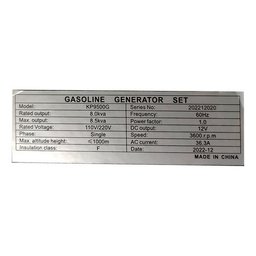 Gerador a Gasolina 8kva - Aberto - Branco - 6