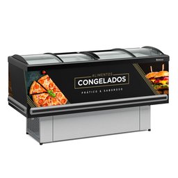 Ilha Expositor p/ Congelados e Resfriados GESV-190CPR Plus Preta Vidro Curvo Deslizante Gelopar - 1