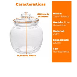 Conjunto de Potes de Vidro Hermético 620ml 3 Peças - Casambiente Povi084 - 6