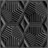 Kit com 25 Placas Hexagonal 3D Revestimento de Parede Preto 50x50cm - 5