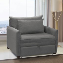 Poltrona Cama Retrátil Solteiro com Rodízio Cloe Bouclê Cinza Escuro E03 - D'rossi - 2