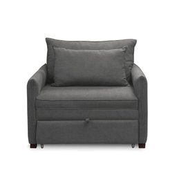 Poltrona Cama Retrátil Solteiro com Rodízio Cloe Bouclê Cinza Escuro E03 - D'rossi - 5