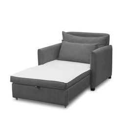 Poltrona Cama Retrátil Solteiro com Rodízio Cloe Bouclê Cinza Escuro E03 - D'rossi - 6