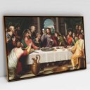 Ver imagem 1 de Quadro Decorativo Santa Ceia em Tela Canvas Tacolado Moldura Flutuante 4,5cm Freijó 100 X 180cm