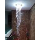 Ver imagem 4 de Lustre Pendente Grande em Cristais Legítimos K9 Base em Inox Prateada para Pé Direito Duplo 2,50m