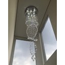 Ver imagem 3 de Lustre Pendente Grande em Cristais Legítimos K9 Base em Inox Prateada para Pé Direito Duplo 2,50m