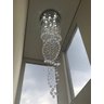Lustre Pendente Grande em Cristais Legítimos K9 Base em Inox Prateada para Pé Direito Duplo 2,50m - 3