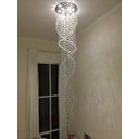 Ver imagem 6 de Lustre Pendente Grande em Cristais Legítimos K9 Base em Inox Prateada para Pé Direito Duplo 2,50m