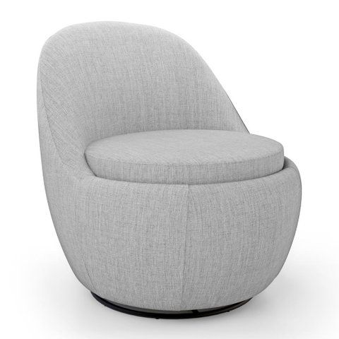 Poltrona Orgânica Living Memphis Base Giratória Linho Cinza Claro - Desk Design