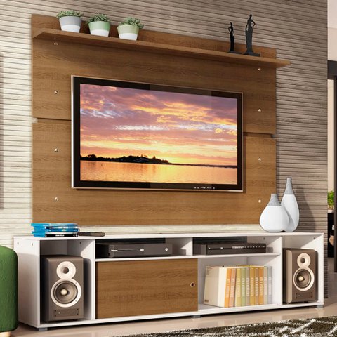 Rack Madesa Cancun e Painel para Tv até 65 Polegadas - Branco/rustic/rustic