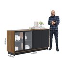 Ver imagem 7 de Cristaleira Guanabara com Aparador para Sala Buffet Vitória Noce Milano Preto Acetinado – Colibri