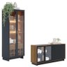 Cristaleira Guanabara com Aparador para Sala Buffet Vitória Noce Milano Preto Acetinado – Colibri - 1