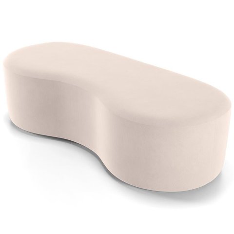 Puff Decorativo Orgânico para Living Quarto 140cm Orbit W01 Suede Bege - Lyam Decor