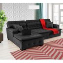 Ver imagem 7 de Sofá Orlando 2.40x1.70m com Chaise, Retrátil e Reclinável - Preto