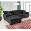 Ver imagem 2 de Sofá Orlando 2.40x1.70m com Chaise, Retrátil e Reclinável - Preto