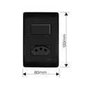 Ver imagem 2 de Interruptor Simples e Tomada 2p+t 10a Fame Habitat Black com Placa 4x2 Preto