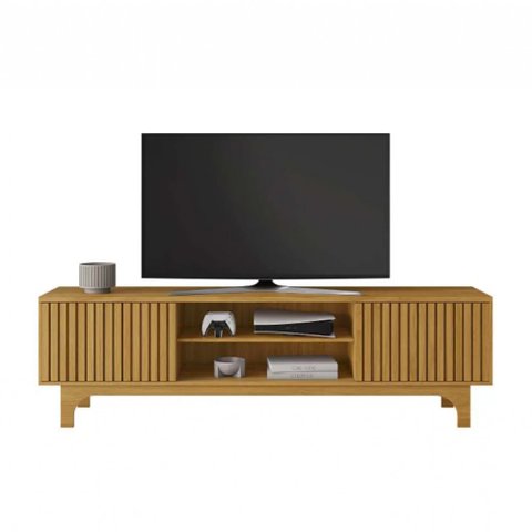 Rack para Tv 70 Polegadas 2 Portas Ripadas Trunfo Pés Mdf Usinados Jcm Movelaria