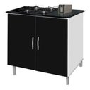 Ver imagem 1 de Balcão para Cooktop de 4 Bocas Luanda Cor Preto Marmorizado - Preto Marmorizado