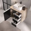 Ver imagem 2 de Conjunto Gabinete Banheiro Prisma 60cm Gabinete + Cuba + Espelheira Madeirado Preto