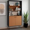 Ver imagem 2 de Estante Multiuso com 02 Portas 03 Prateleiras 183x90cm Hit A02 Freijó Preto - Lyam Decor