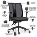 Ver imagem 2 de Cadeira de Escritório Giratória Diretor Flow F02 Base Preta Sintético Preto - Lyam Decor