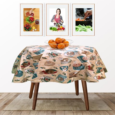 Toalha de Mesa Termica Redonda - Pizza - 1,35m Diâmetro * Mesa Redonda *- Pvc - 4 Cadeiras - Imperme