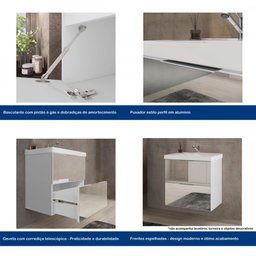 Gabinete para Banheiro 3 Gavetas sem Cuba Blanc Móveis Bosi - 4