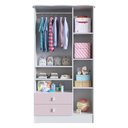 Ver imagem 4 de Guarda-Roupa Infantil 3 Portas 2 Gavetas Puxador de Urso Tedy Branco/Rosa - Percasa
