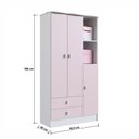 Ver imagem 3 de Guarda-Roupa Infantil 3 Portas 2 Gavetas Puxador de Urso Tedy Branco/Rosa - Percasa