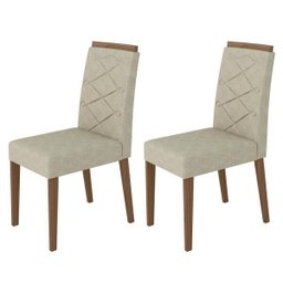 Kit 2 Cadeiras para Sala de Jantar Imbuia Linho Caroline Casa Madre - 1