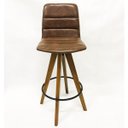 Ver imagem 2 de Kit 2 Banquetas Decorativa Gomada Marrom Base Giratória Madeira - Poltronas do Sul