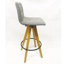 Ver imagem 4 de Kit 2 Banquetas Decorativa Jaque Gomos Linho Cinza Base Giratória Madeira - Poltronas do Sul